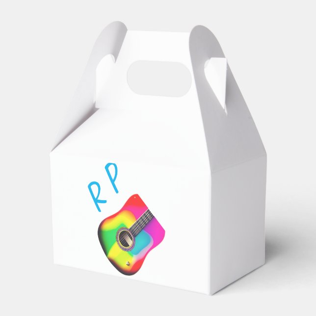 Lägg till namn-text brun akustisk guitarfärgad presentaskar (Framsidan Sidan)