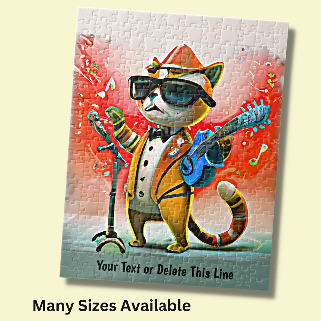 Lägg till Namn Text Ginger Cat Singer Sunglasses H Pussel (Skapare uppladdad)