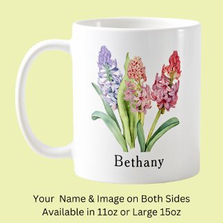 Lägg till Namn-text, Hyacint Flowers, Pinks & Lila Kaffemugg