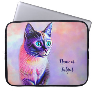 Lägg till Namn-text, Klistra in färgat siamesiskt Laptop Fodral
