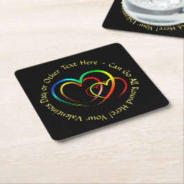 Lägg till namn textmeddelande - hjärtan på svart underlägg papper kvadrat