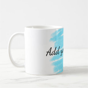 Lägg till namn-textmeddelande med blå vattenfärg h kaffemugg