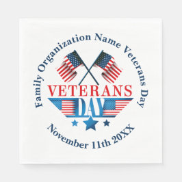 Lägg till Namn-textveterandagen Flagga Firande Par Pappersservett