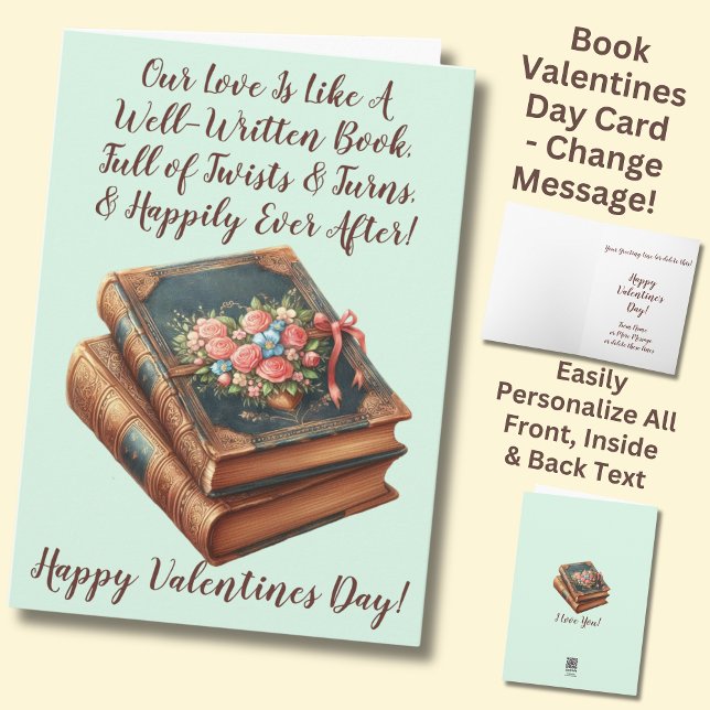 Lägg till Namn, välskriven Bok Grönt Valentines da Kort (Skapare uppladdad)