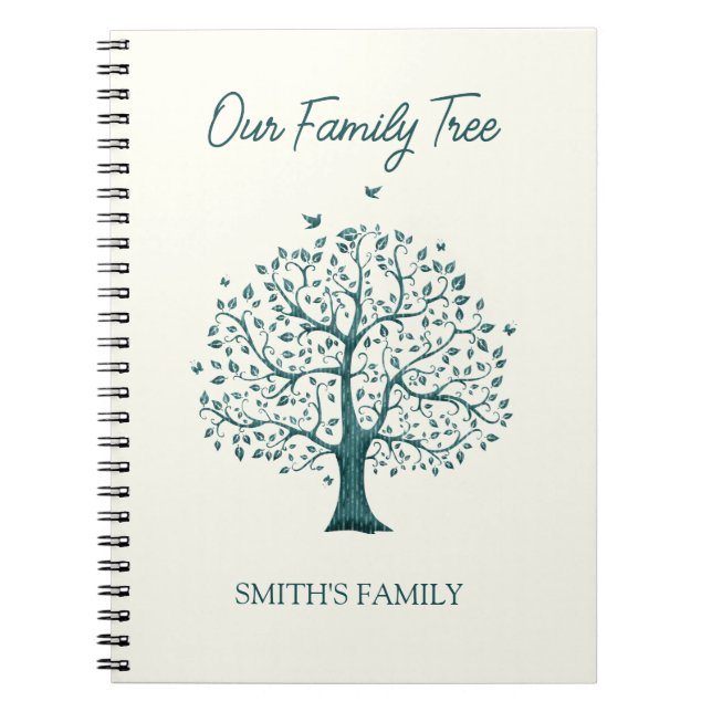 Lägg till namn vår Roten-familjens Träd-design Anteckningsbok (Framsidan)