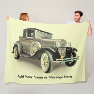 Lägg till Namn, Vintage bil Fleece Blanket