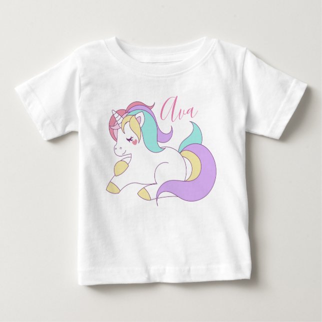 Lägg till namnet Cute Unicorn T Shirt (Framsida)