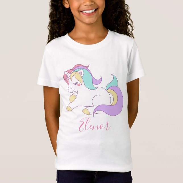 Lägg till namnet Cute Unicorn T Shirt (Framsida)