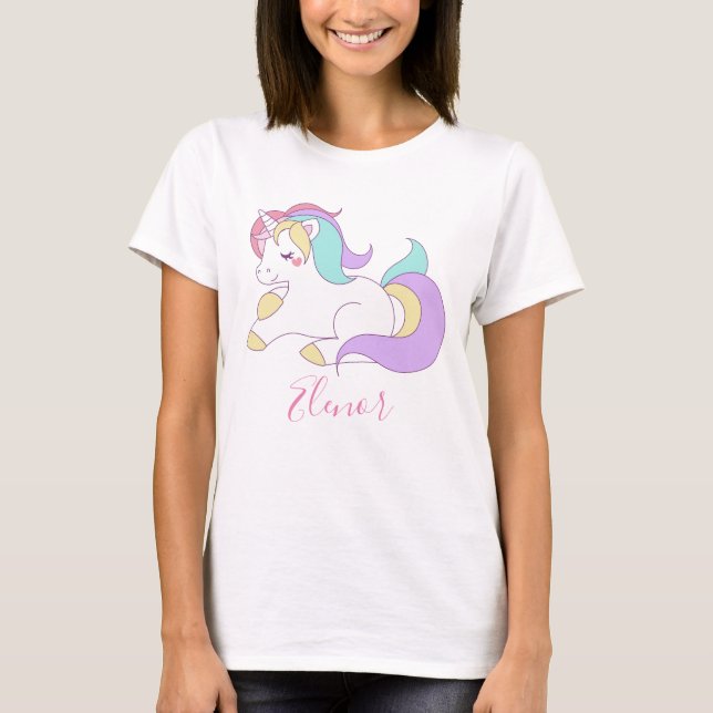 Lägg till namnet Cute Unicorn T Shirt (Framsida)