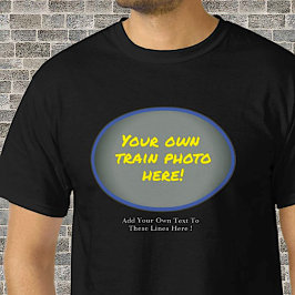 Lägg till namntext, bild i blått ovalfoto Tåg T Shirt