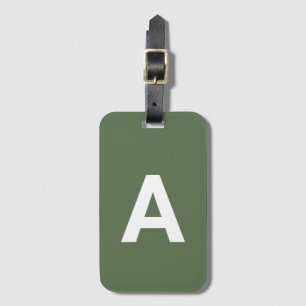 Lägg till Oliv grönt monogram-Personlig Bagagebricka