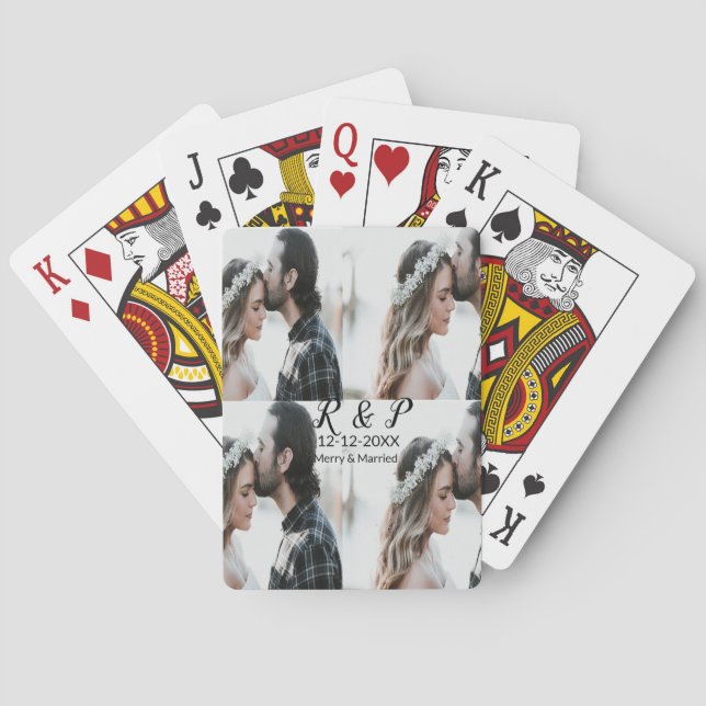 Lägg till par fotomeritering, gift tilläggsdatum å casinokort (Baksidan)