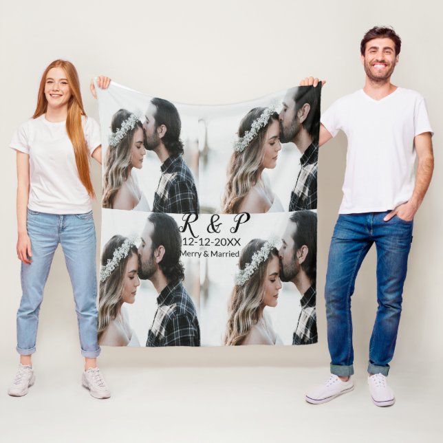 Lägg till par fotomeritering, gift tilläggsdatum å fleecefilt (På plats)