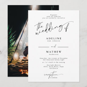 Lägg till Personlig Foto Modern Script Bröllop Inbjudningar