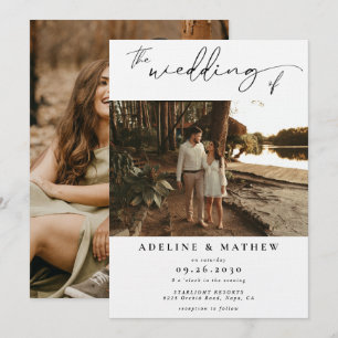 Lägg till Personlig Foto Modern Script Bröllop Inbjudningar