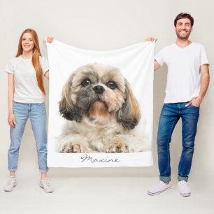 Lägg till Personligen Pet Porträtt Shih Tzu Hund Fleecefilt