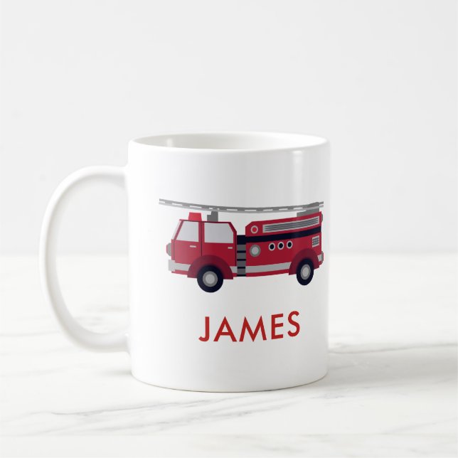 Lägg till Personligen Red Fire lastbil Kaffemugg (Vänster)