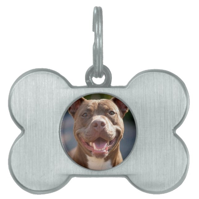 Lägg till Pit Bull Photo Customize ID-bricka Husdjur (Framsidan)