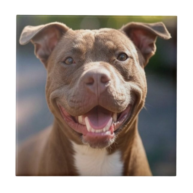 Lägg till Pit Bull Photo Customize Kakelplatta (Framsidan)