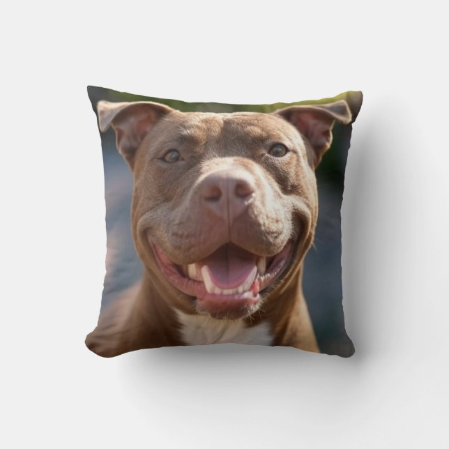Lägg till Pit Bull Photo Customize Kudde (Framsida)
