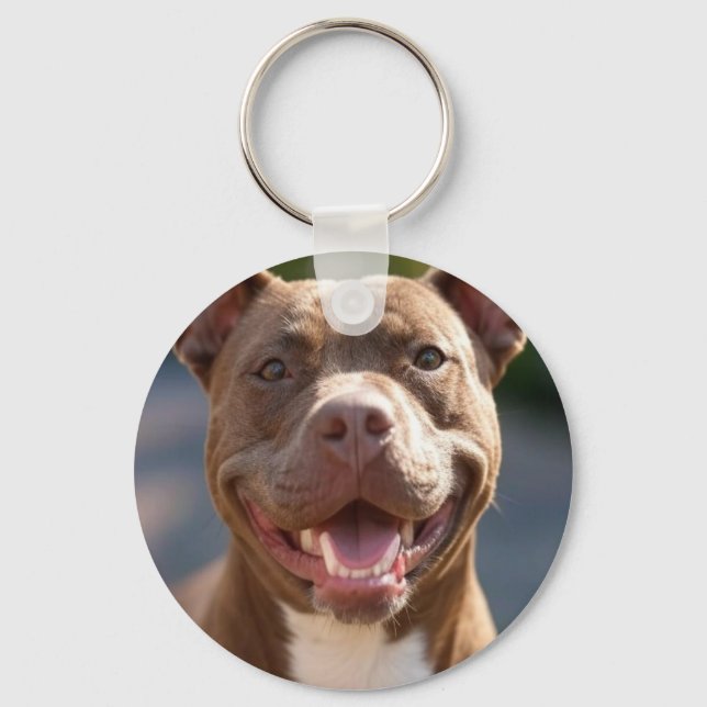 Lägg till Pit Bull Photo Customize Nyckelring (Framsida)