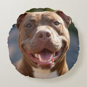 Lägg till Pit Bull Photo Customize Rund Kudde