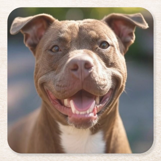 Lägg till Pit Bull Photo Customize Underlägg Papper Kvadrat (Framsidan)