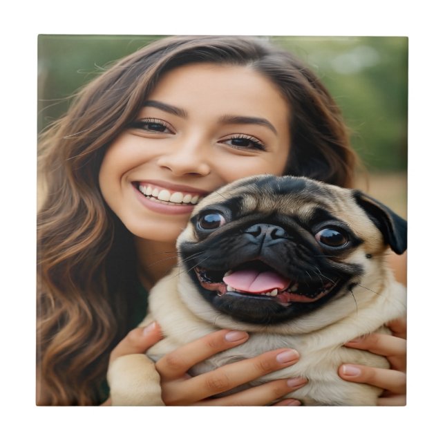 Lägg till Pug-foto Anpassa Personalisera Kakelplatta (Framsidan)