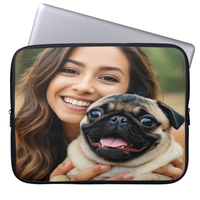 Lägg till Pug-foto Anpassa Personalisera Laptop Fodral (Framsidan)