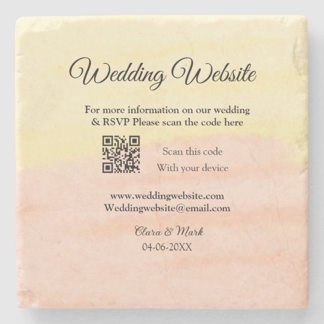 Lägg till Q R-kodsökning för Bröllop webbplats läg Stenunderlägg (Framsidan)
