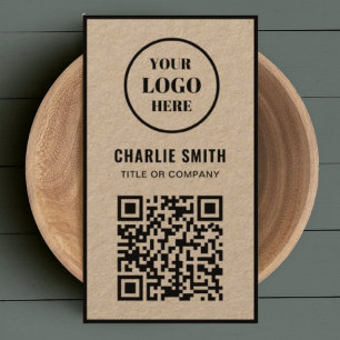 Lägg till QR-kod eller Logotyp l Modern Rustic Bla Visitkort