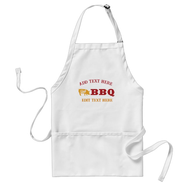 Lägg till redigeringstext Aprons för BBQ Kung Förkläde (Framsidan)