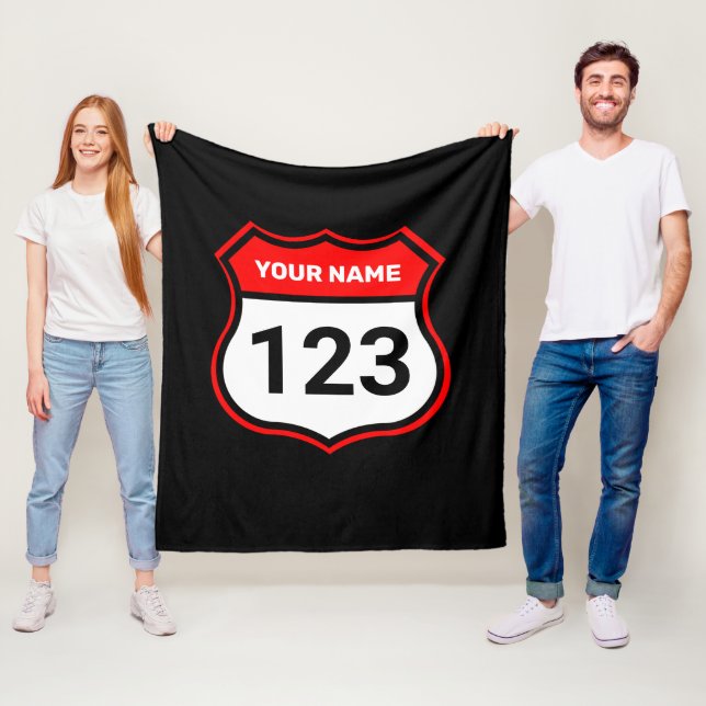 Lägg till röd Tävla för ditt nummer i Namn Fleecefilt (På plats)