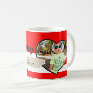 Lägg till röda Bild & text-strängar och Puerto  Kaffemugg