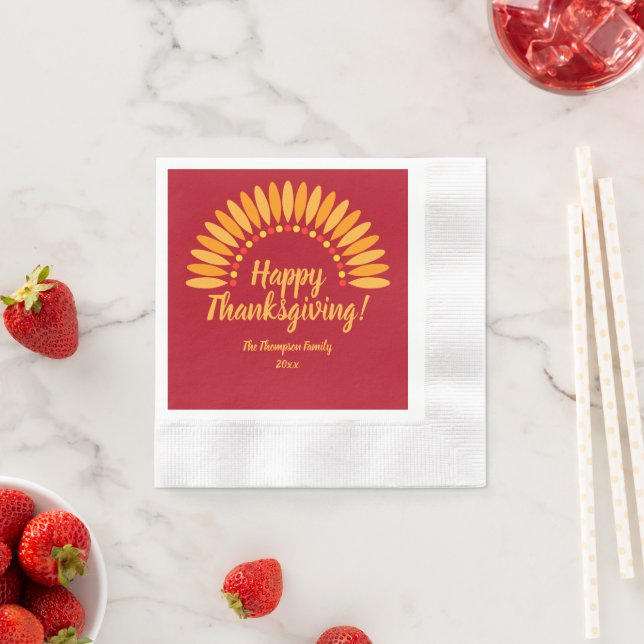 Lägg till  Röda Happy thanksgiving-året i Namn Pappersservett (Insitu)