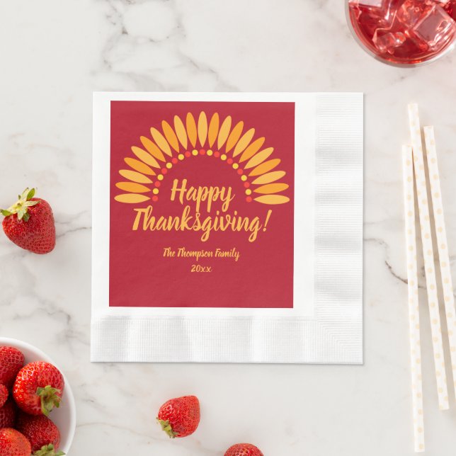 Lägg till  Röda Happy thanksgiving-året i Namn Pappersservett (Insitu)