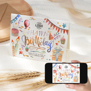 Lägg till Roligt för Logotyp Färgfull Party - föde Kort