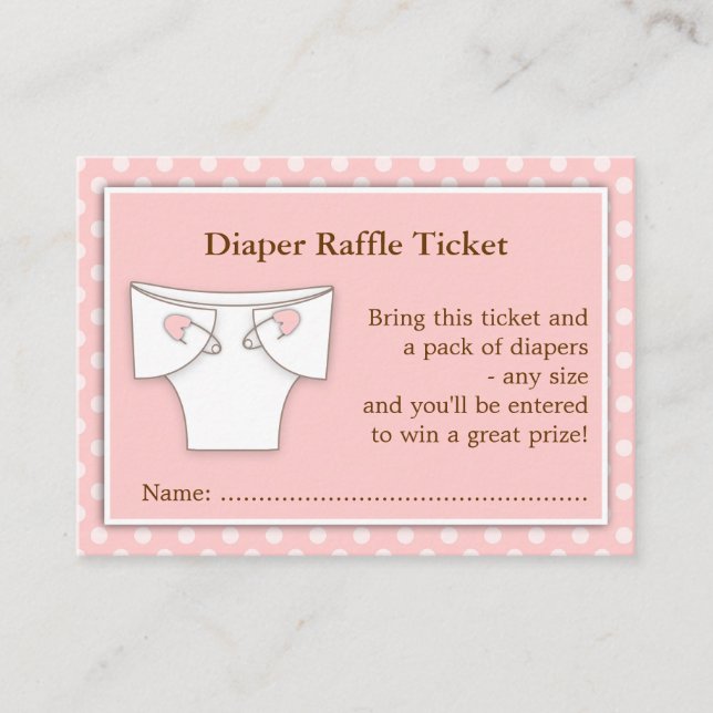 Lägg till Rosa Baby Shower Raffle Biljett Tilläggskort (Framsida)