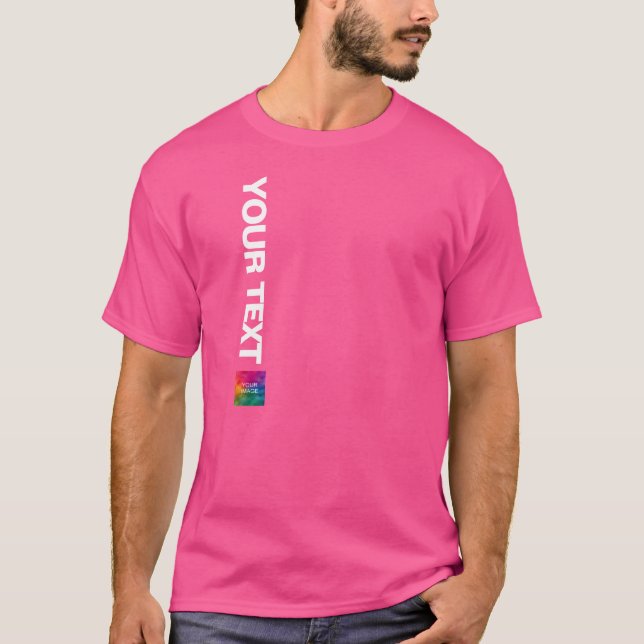 Lägg till Rosa för bildfoto eller Logotyp Wow, Man T Shirt (Framsida)