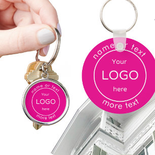 Lägg till rosan för företagets logotyp i butikshus nyckelring