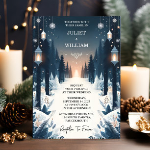 Lägg till Rustic Forest Stars Snö Bright Winter We Inbjudningar
