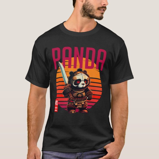 Lägg till Samurai Panda i japansk konst T Shirt (Framsida)