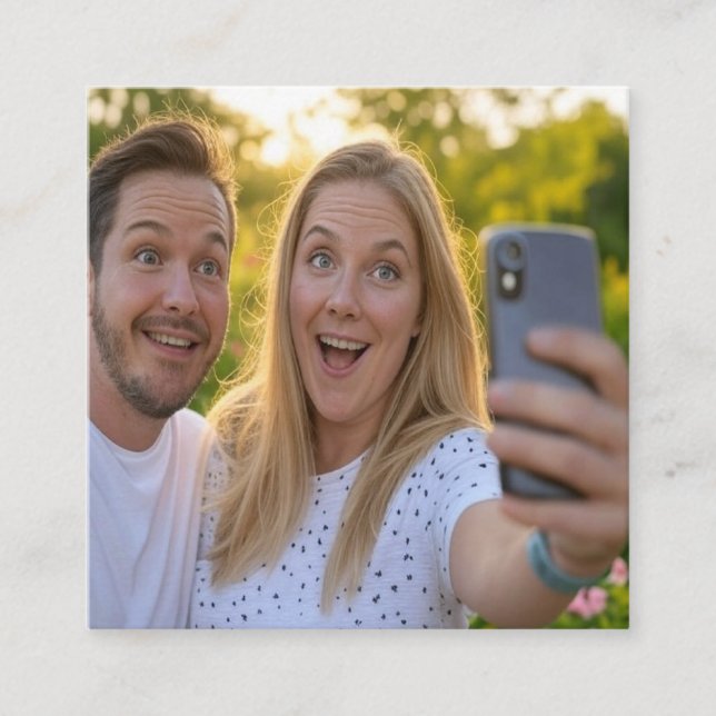 Lägg till Selfie Anpassa Fyrkantigt Visitkort (Framsida)