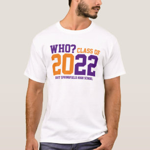 Lägg till Skolor Namn Lila Guld Färger klass 202 T Shirt
