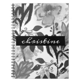 Lägg till skript Namn | Svart botaniskt Blommönste Anteckningsbok