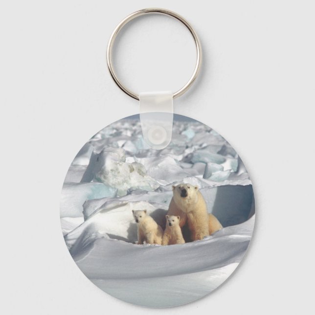 Lägg till SLOGAN i Spara Arktis Polar Bears Planet Nyckelring (Framsida)