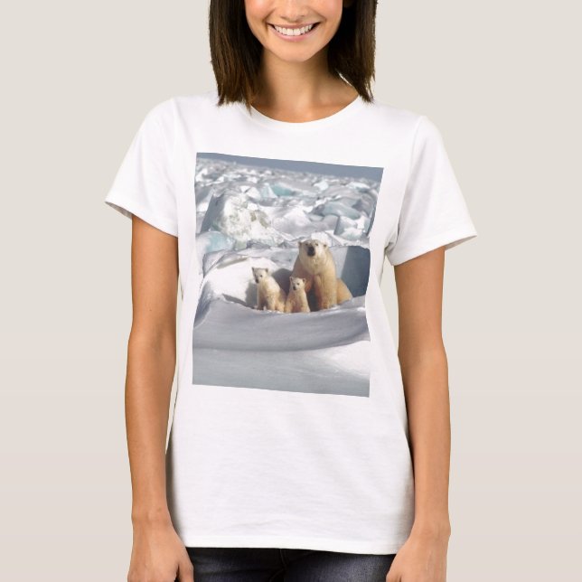 Lägg till SLOGAN i Spara Arktis Polar Bears Planet T Shirt (Framsida)