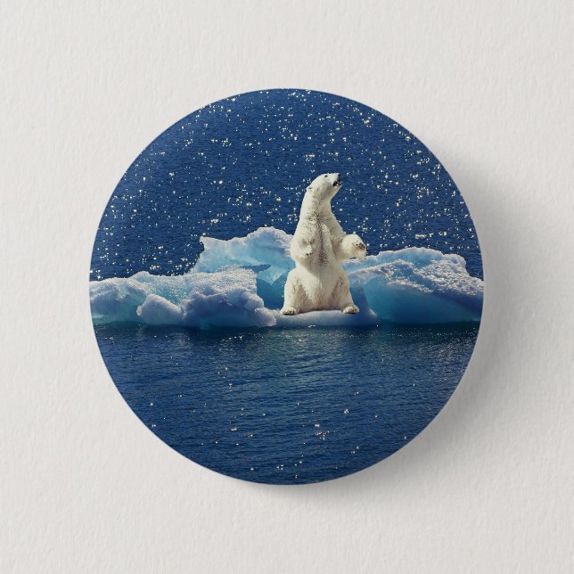 Lägg till SLOGAN i Spara Polar Bears Arktis Planet Knapp (Framsida)