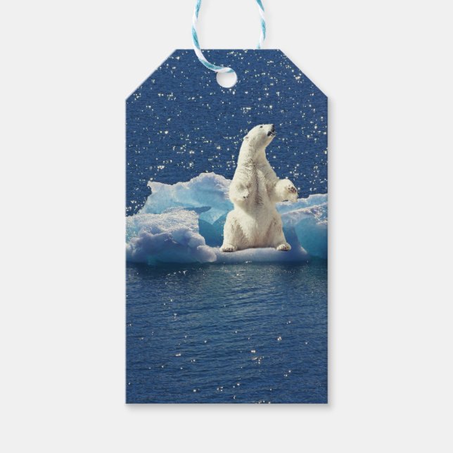 Lägg till SLOGAN i Spara Polar Bears Arktis Planet Presentetikett (Framsidan)