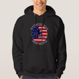 Lägg till stadstext Namn Skateboard USA flagga Hoodie